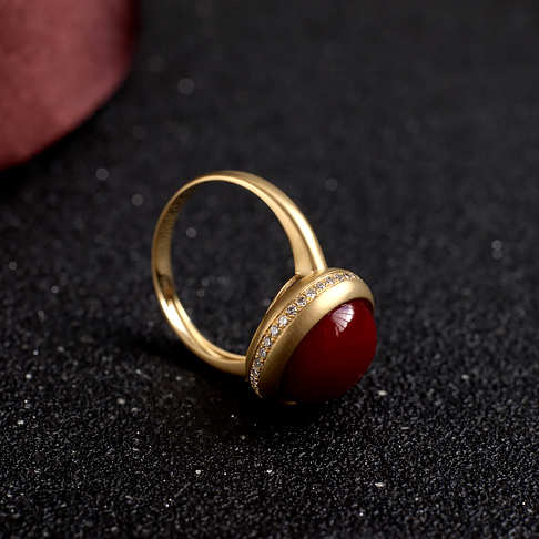 阿卡牛血红珊瑚圆形戒指--红珊瑚-阿卡-F107921H30018