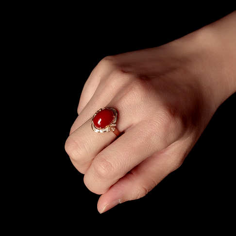 阿卡牛血红珊瑚戒指--红珊瑚-阿卡-F10CC21I17001
