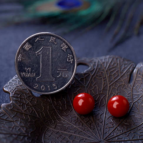 9mm沙丁牛血红珊瑚圆珠（两件）--红珊瑚-沙丁-F10CM20L02018
