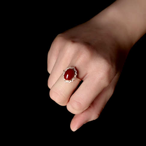 阿卡牛血红珊瑚戒指--红珊瑚-阿卡-F10CM22C10003