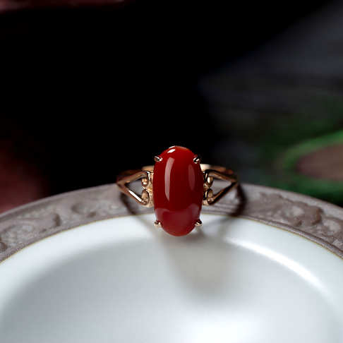 阿卡牛血红珊瑚戒指--红珊瑚-阿卡-F10DX20F07006