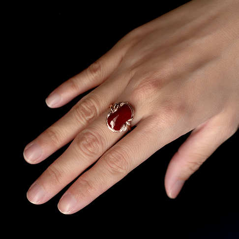 阿卡牛血红珊瑚随形戒指--红珊瑚-阿卡-F10DX20J09013