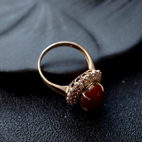 阿卡牛血红珊瑚戒指--红珊瑚-阿卡-F10DX21B08004