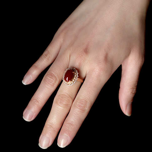 阿卡牛血红珊瑚戒指--红珊瑚-阿卡-F10DX21B08004