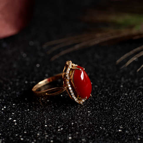 阿卡牛血红珊瑚随形戒指--红珊瑚-阿卡-F10IF21L29005