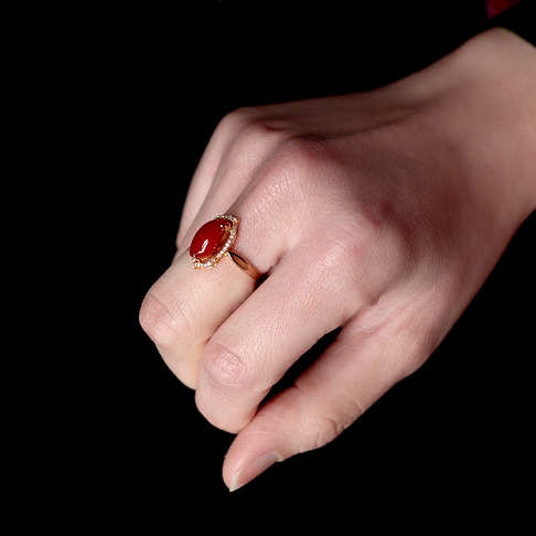 阿卡牛血红珊瑚随形戒指--红珊瑚-阿卡-F10IF21L29005