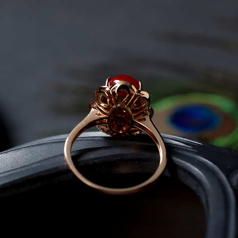 阿卡牛血红珊瑚戒指--红珊瑚-阿卡-F10S420F30006