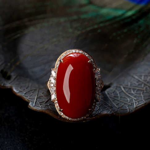 阿卡牛血红珊瑚戒指--红珊瑚-阿卡-F10S420L22022
