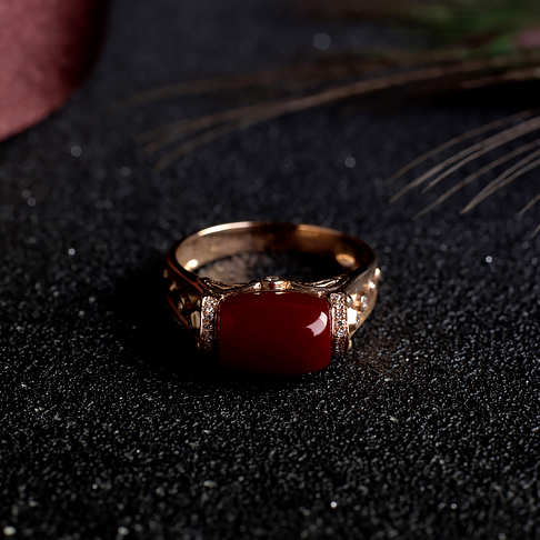 阿卡牛血红珊瑚桶珠戒指--红珊瑚-阿卡-F10S421L16003