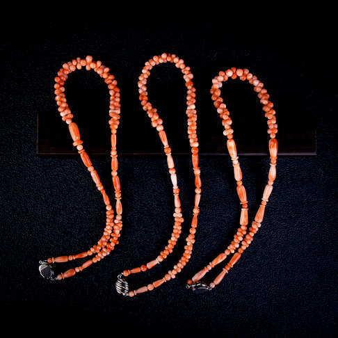 深水粉白色珊瑚混搭项链--红珊瑚-深水-定制A10V318A28011