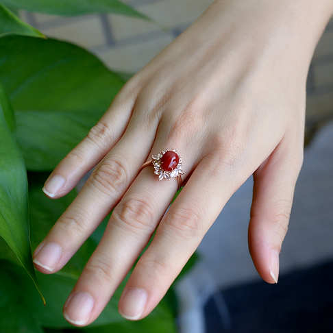 阿卡牛血红珊瑚戒指--红珊瑚-阿卡-定制F10CM20G21015