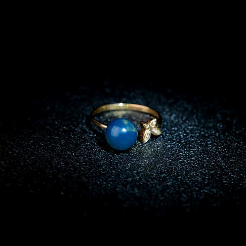 多米蓝珀戒指--琥珀-蓝珀-B01K318K02006