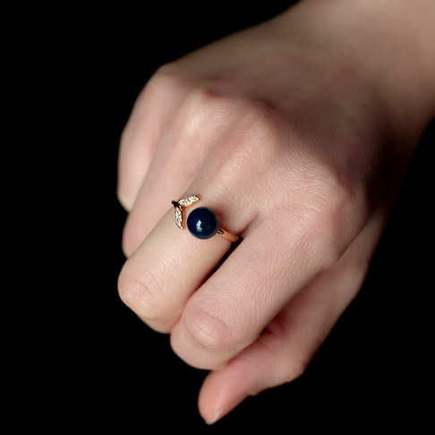 天空蓝多米蓝珀戒指--琥珀-蓝珀-F01I522A18005