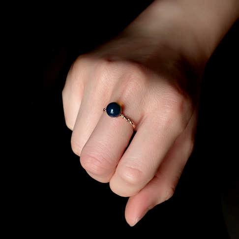 天空蓝多米蓝珀戒指--琥珀-蓝珀-F01IH22C15013