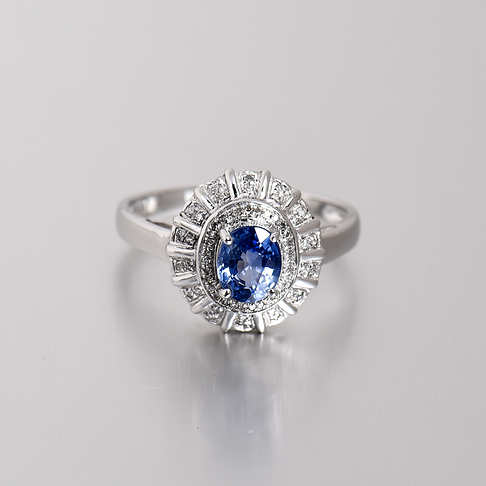 白金镶钻蓝宝石戒指--蓝宝石-A250216I12022