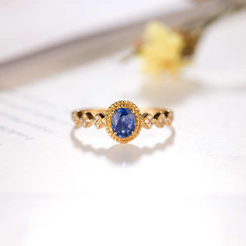 蓝色蓝宝石戒指--蓝宝石-B250219L25003