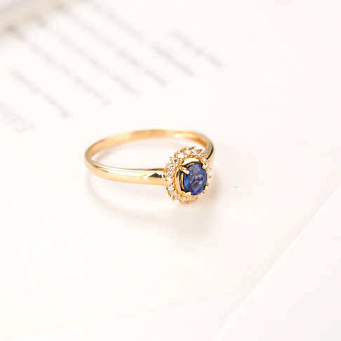 蓝色蓝宝石戒指--蓝宝石-B250219L25008