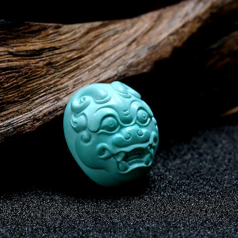 高瓷高蓝绿松瑞兽戒面--绿松石-221612196668