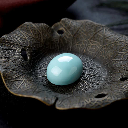 高瓷蓝绿松石蛋面形戒面--绿松石-B224018L06008