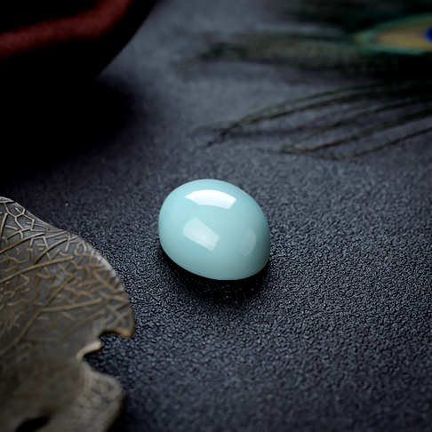高瓷蓝绿松石蛋面形戒面--绿松石-B224018L06008