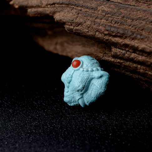 高瓷铁线蓝绿松石象神背云--绿松石-B224018L18007