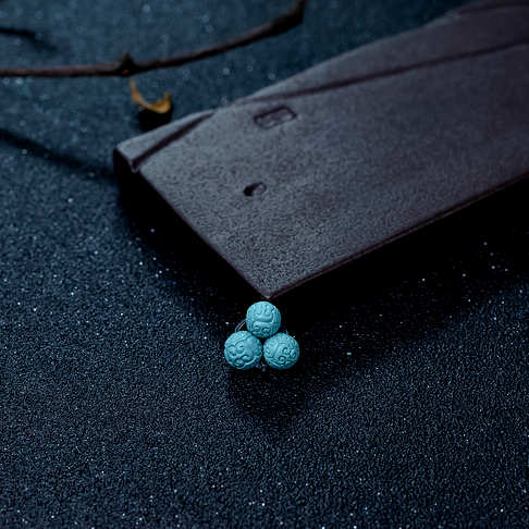 中高瓷蓝绿松石回纹珠套装（三件）--绿松石-B224517G14018
