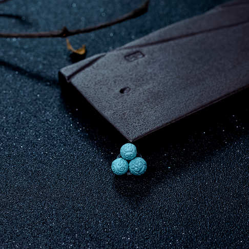 中高瓷蓝绿松石回纹珠套装（三件）--绿松石-B224517G14018