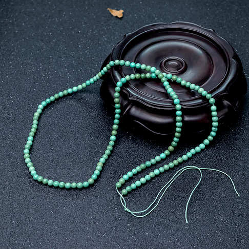 4.5mm高瓷铁线蓝绿绿松石珠链--绿松石-B224517I26003