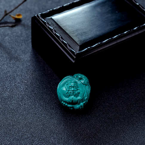 高瓷蓝绿绿松石寿星吊坠--绿松石-B226117F25006