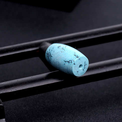中高瓷铁线蓝绿松石桶珠--绿松石-B228517C21007