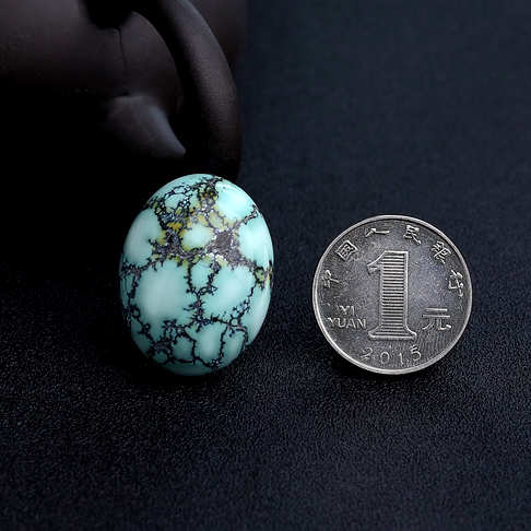 高瓷乌兰花蓝绿绿松石蛋面型戒面--绿松石-B228517E28008