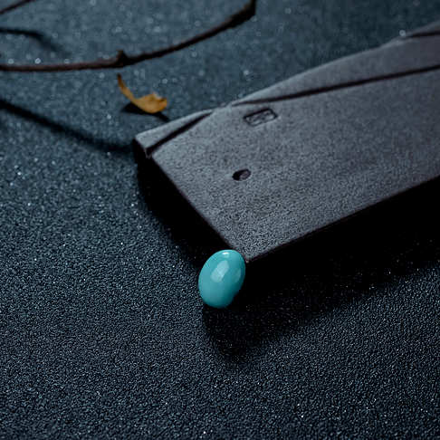 高瓷蓝绿松石蛋面形戒面--绿松石-B22J517G17019