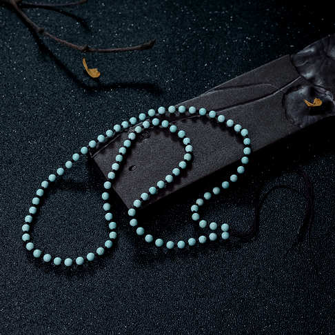 4.5mm中高瓷浅蓝绿松石珠链--绿松石-B22J517G17021