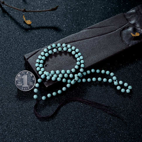 4.5mm中高瓷浅蓝绿松石珠链--绿松石-B22J517G17021