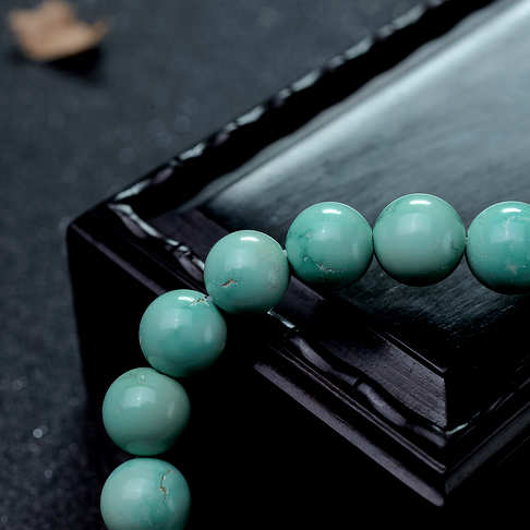 10mm中瓷铁线蓝绿绿松石单圈手串--绿松石-B22J517L28012