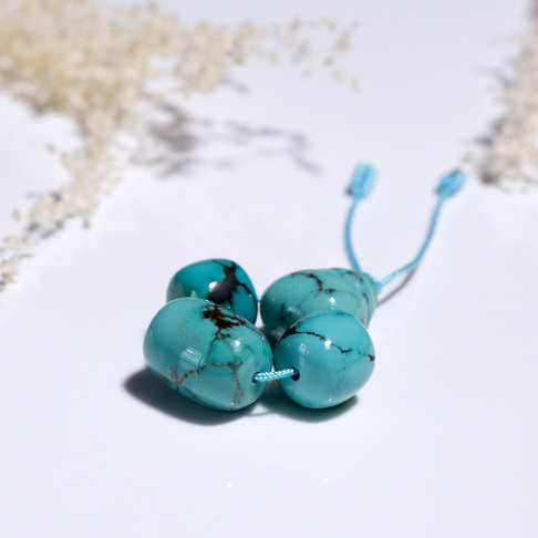 高瓷铁线蓝绿绿松石配件（四件）--绿松石-B22K917I25010