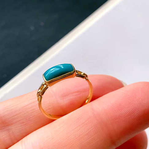 高瓷蓝色绿松石戒指--绿松石-D22FP22F11008