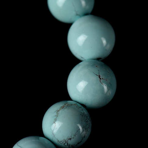 13mm中高瓷蓝色绿松石单圈手串--绿松石-D22S021H28001