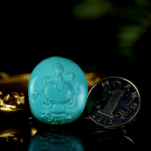 中高瓷蓝色绿松石观音吊坠--绿松石-D22Z921J13001