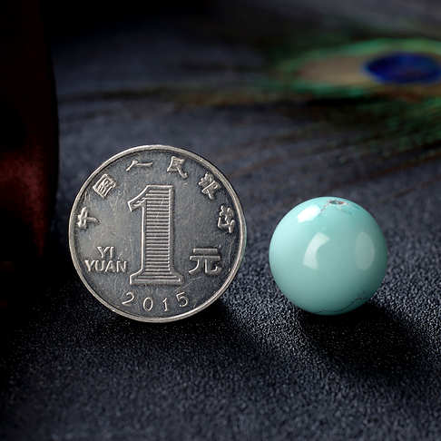 16.5mm中高瓷铁线蓝绿绿松石圆珠--绿松石-F224020I29004