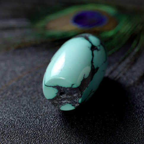 高瓷铁线蓝绿绿松石桶珠--绿松石-F224020J16002