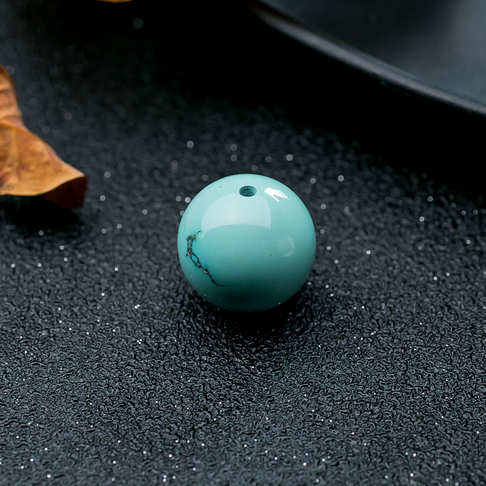 14.7mm高瓷铁线蓝绿绿松石圆珠--绿松石-F228319C25008