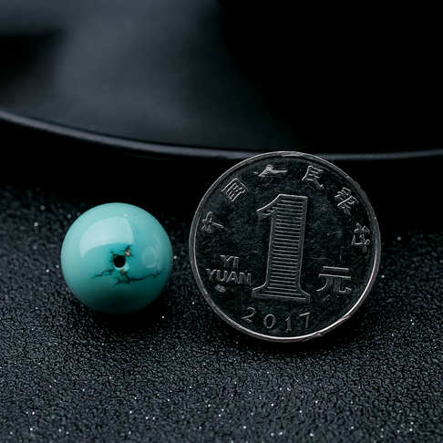 14.7mm高瓷铁线蓝绿绿松石圆珠--绿松石-F228319C25008