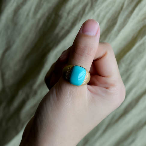 高瓷蓝色绿松石戒指--绿松石-F228518I28010