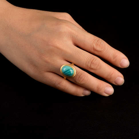高瓷蓝绿松石戒指--绿松石-F22BY19J28006