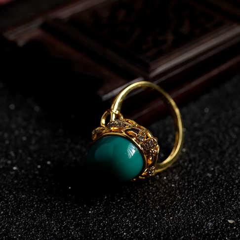 高瓷蓝绿绿松石戒指--绿松石-F22BY21J16011