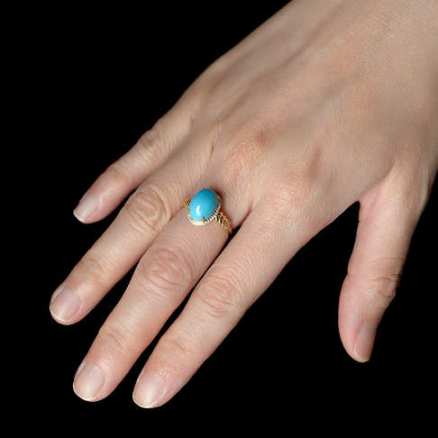 高瓷蓝绿松石戒指--绿松石-F22CM21D08002