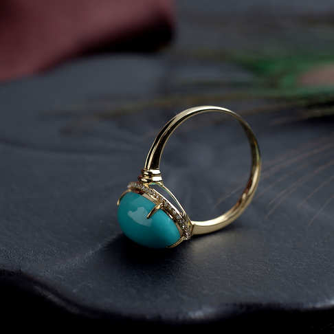 高瓷蓝绿松石戒指--绿松石-F22CM21D08007