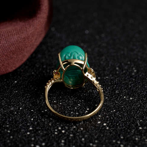 中高瓷绿色绿松石貔貅戒指--绿松石-F22J522B18002