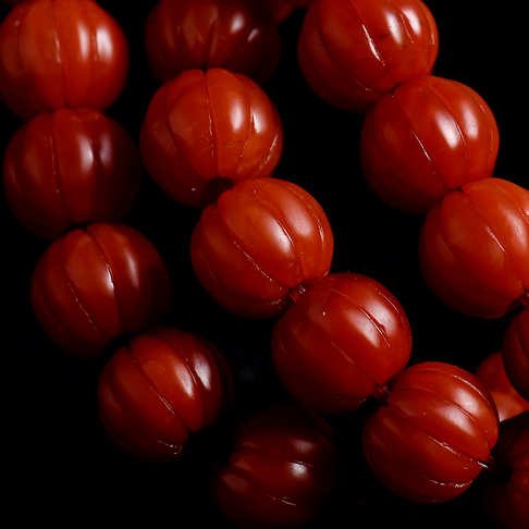 柿子红南红108佛珠-南红玛瑙-保山南红-A021916L18001
